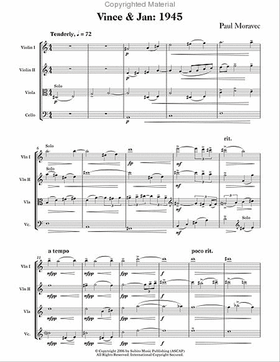 Vince & Jan: 1945 Vince & Jan: 1945 String Quartet scores gallery preview page 2