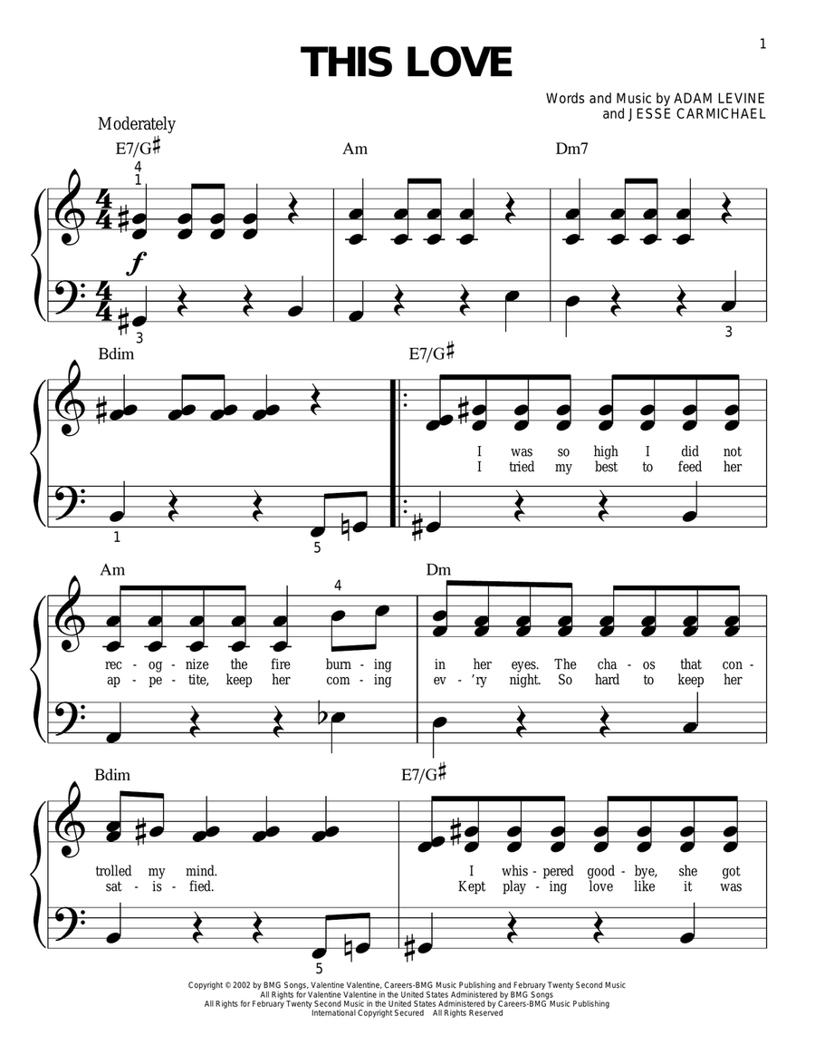This Love This Love Easy Piano scores gallery preview page 1
