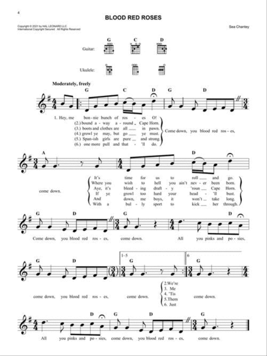 Sea Shanties Piano scores gallery preview page 4