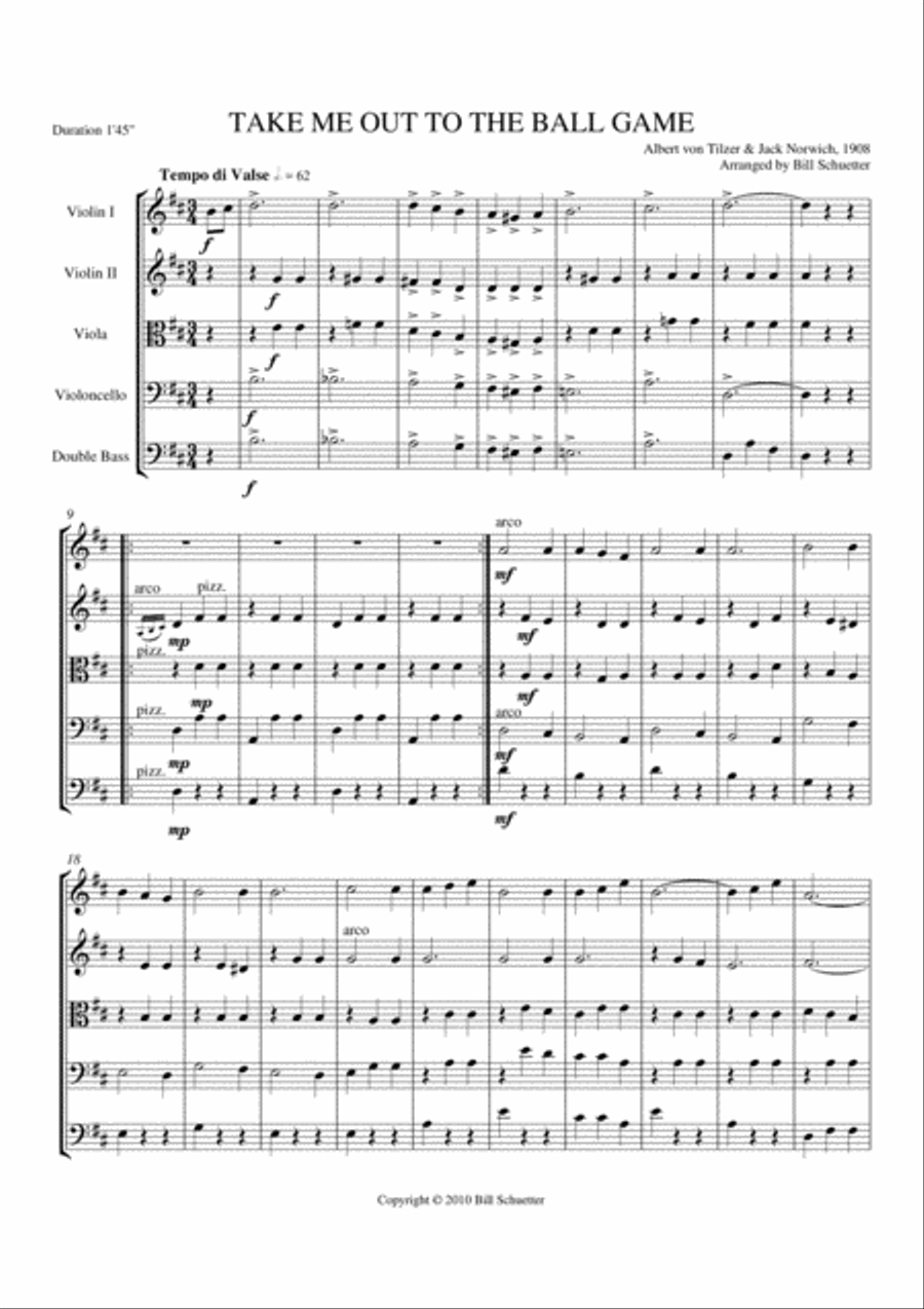 Take Me Out To the Ball Game Orchestra scores gallery preview page 1