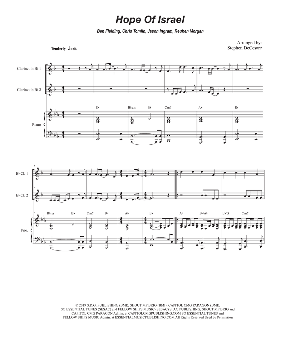 Hope Of Israel Hope Of Israel Clarinet Duet scores gallery preview page 1