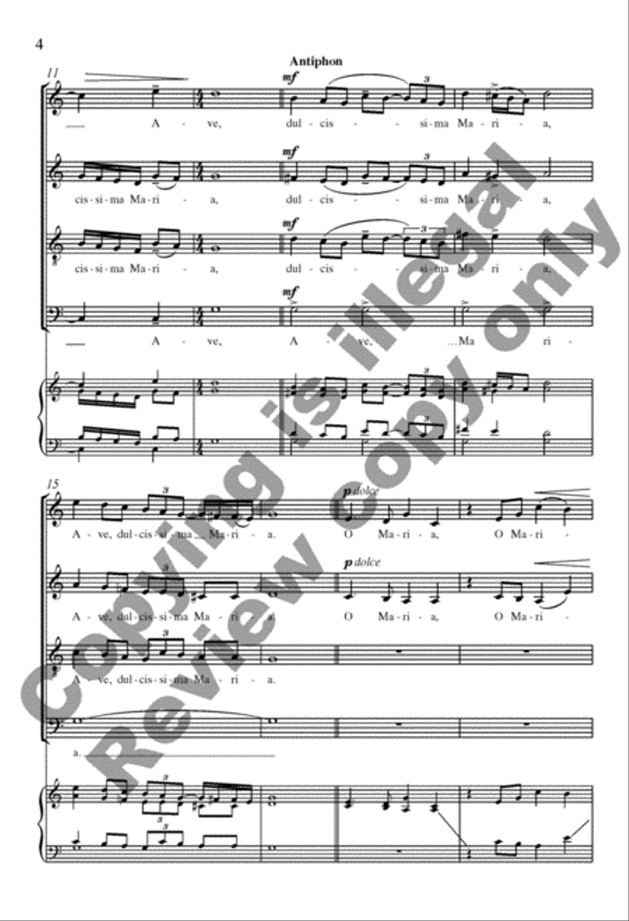 Ave, dulcissima Maria from Regina Coeli 4-Part scores gallery preview page 4