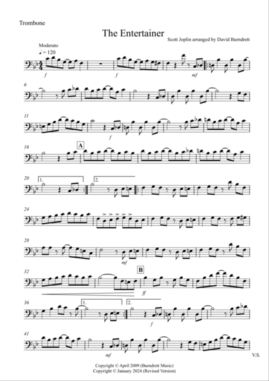 The Entertainer for Trombone and Piano Piano scores gallery preview page 4