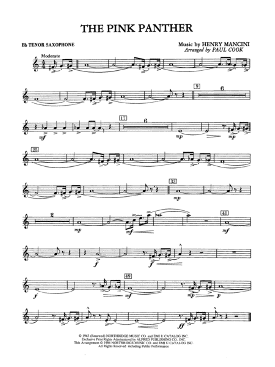 The Pink Panther: B-flat Tenor Saxophone Concert Band scores gallery preview page 1