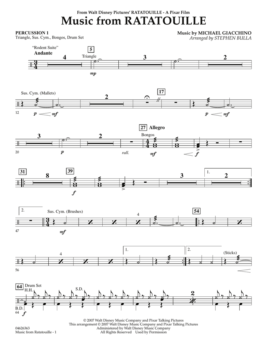 Music from Ratatouille - Percussion 1 Orchestra scores gallery preview page 1