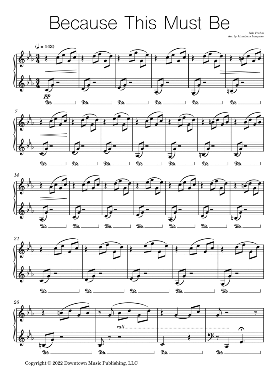 Because This Must Be Piano Solo scores gallery preview page 1
