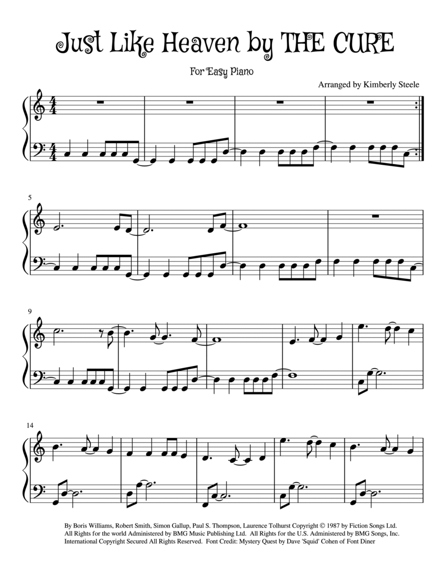 Just Like Heaven Piano Solo scores gallery preview page 1