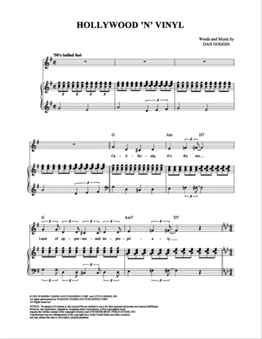 Hollywood 'n' Vinyl Hollywood 'n' Vinyl Piano, Vocal, Guitar scores gallery preview page 1
