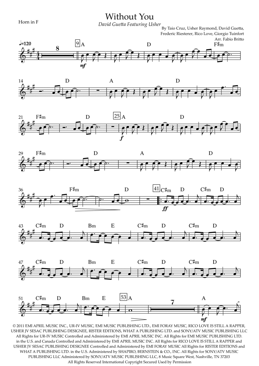 Without You Horn Solo scores gallery preview page 1