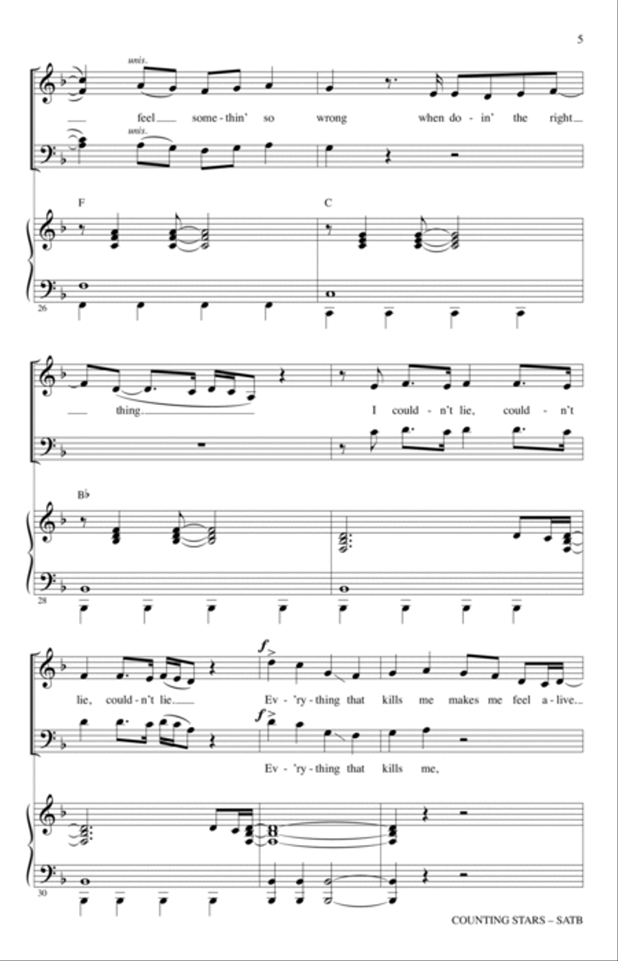 Counting Stars (arr. Mark Brymer) 4-Part scores gallery preview page 4