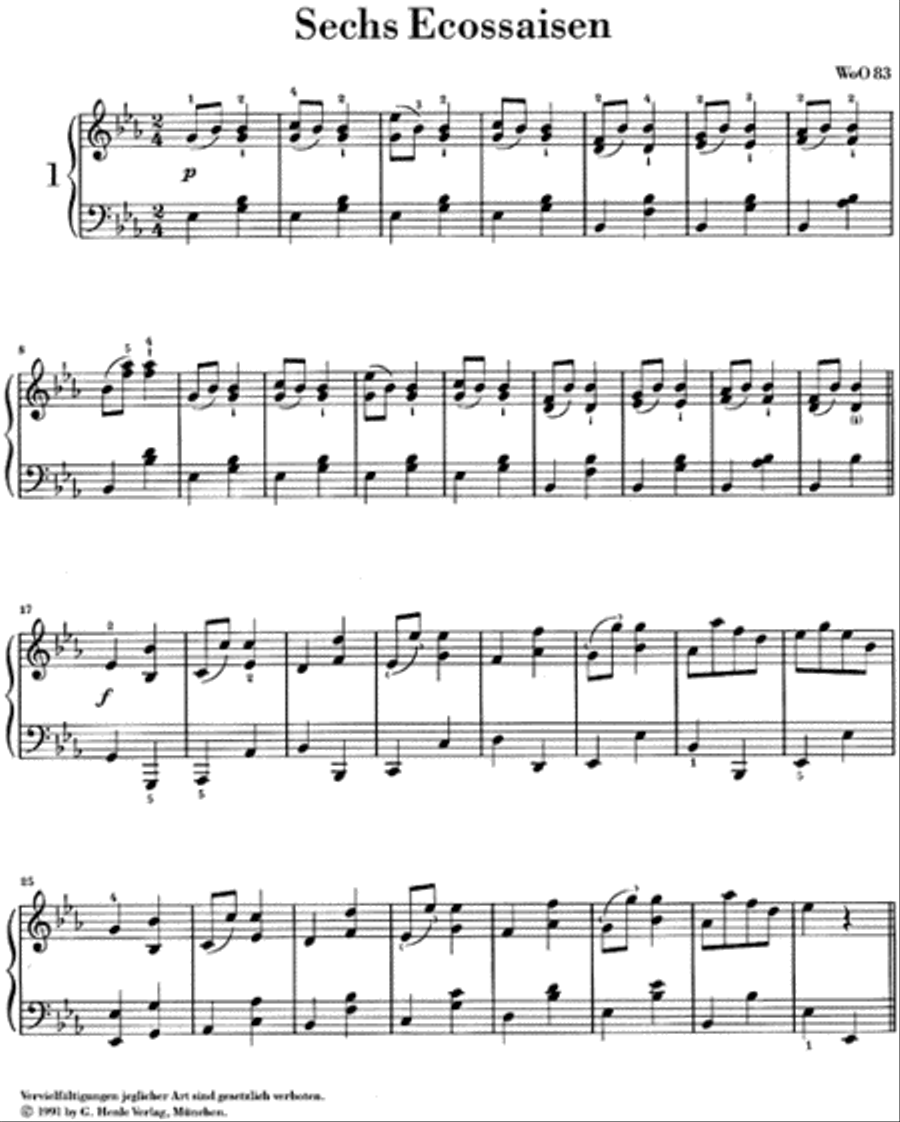 Ecossaises WoO 83 and WoO 86 Piano Solo scores gallery preview page 3