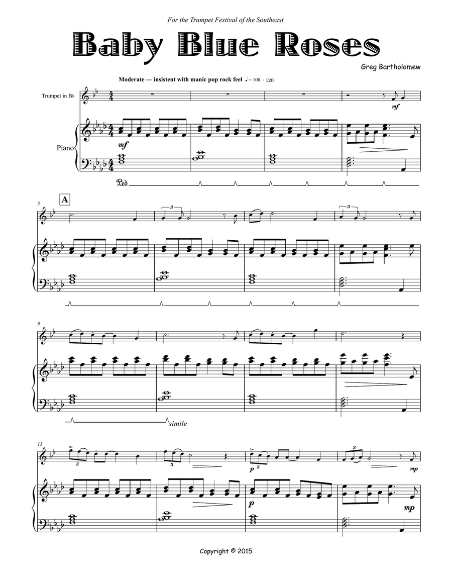 Baby Blue Roses for trumpet & piano Trumpet Solo scores gallery preview page 3