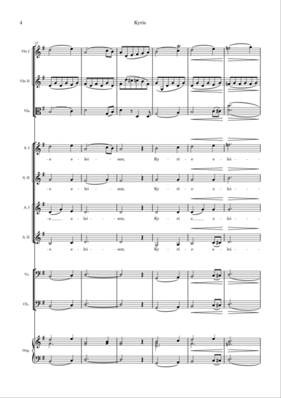 Schubert: MASS In G Major D-167 (Version for SSAA choir, SSA soli, strings and organ) SSAA scores gallery preview page 6