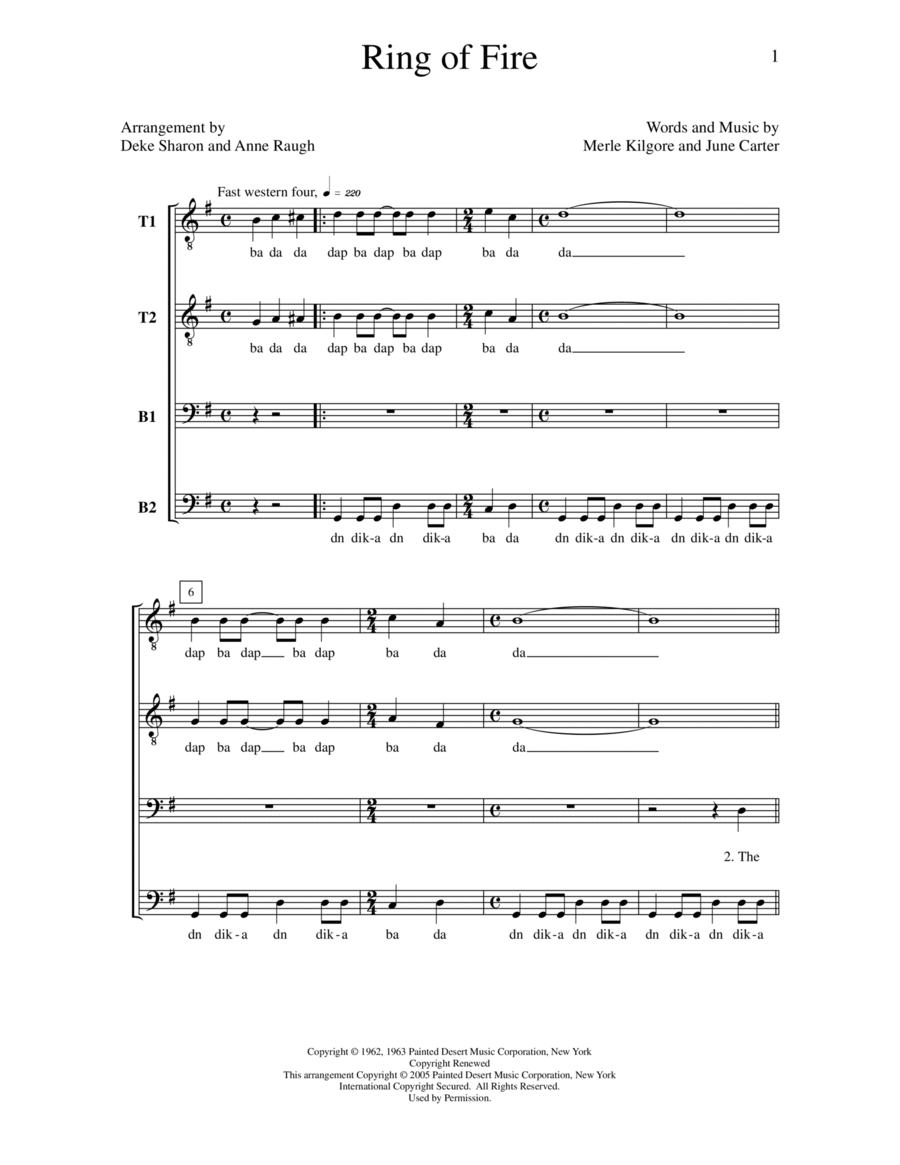 Ring of Fire (arr. Deke Sharon) TTBB scores gallery preview page 1