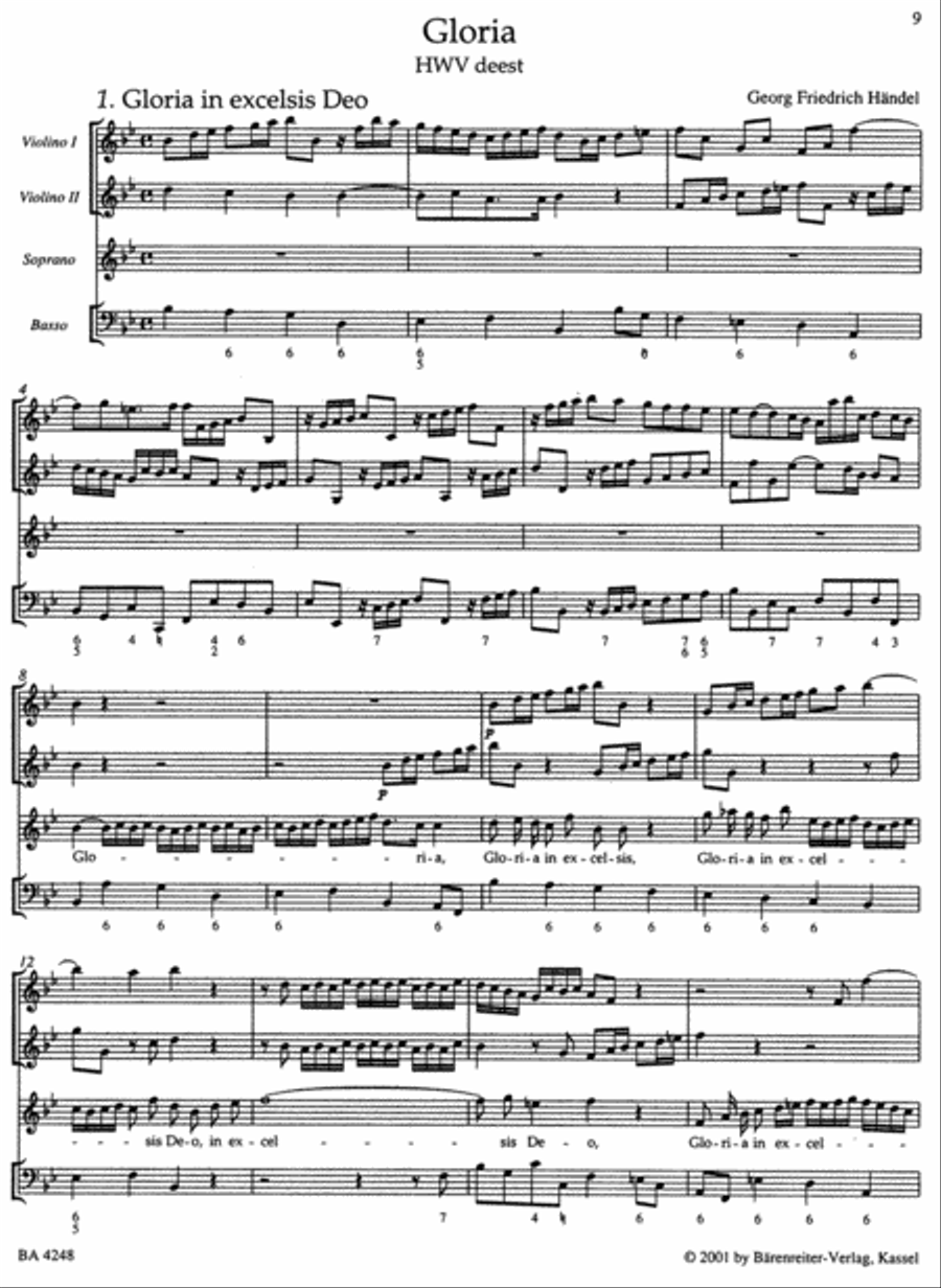 Gloria HWV deest Soprano Voice scores gallery preview page 2