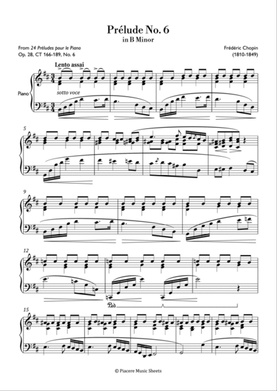Chopin - Prelude No. 6 in B Minor - Intermediate Piano Method scores gallery preview page 2
