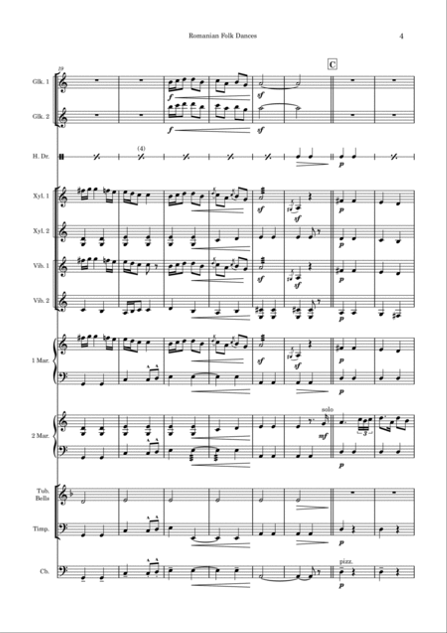Romanian Folk Dances Percussion Ensemble scores gallery preview page 4