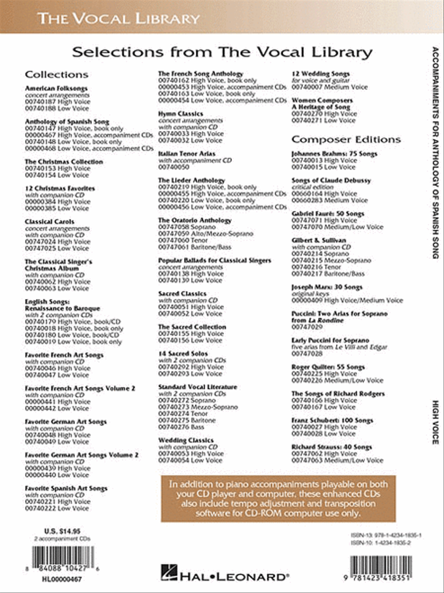 Anthology of Spanish Song Accompaniment CDs Voice scores gallery preview page 2