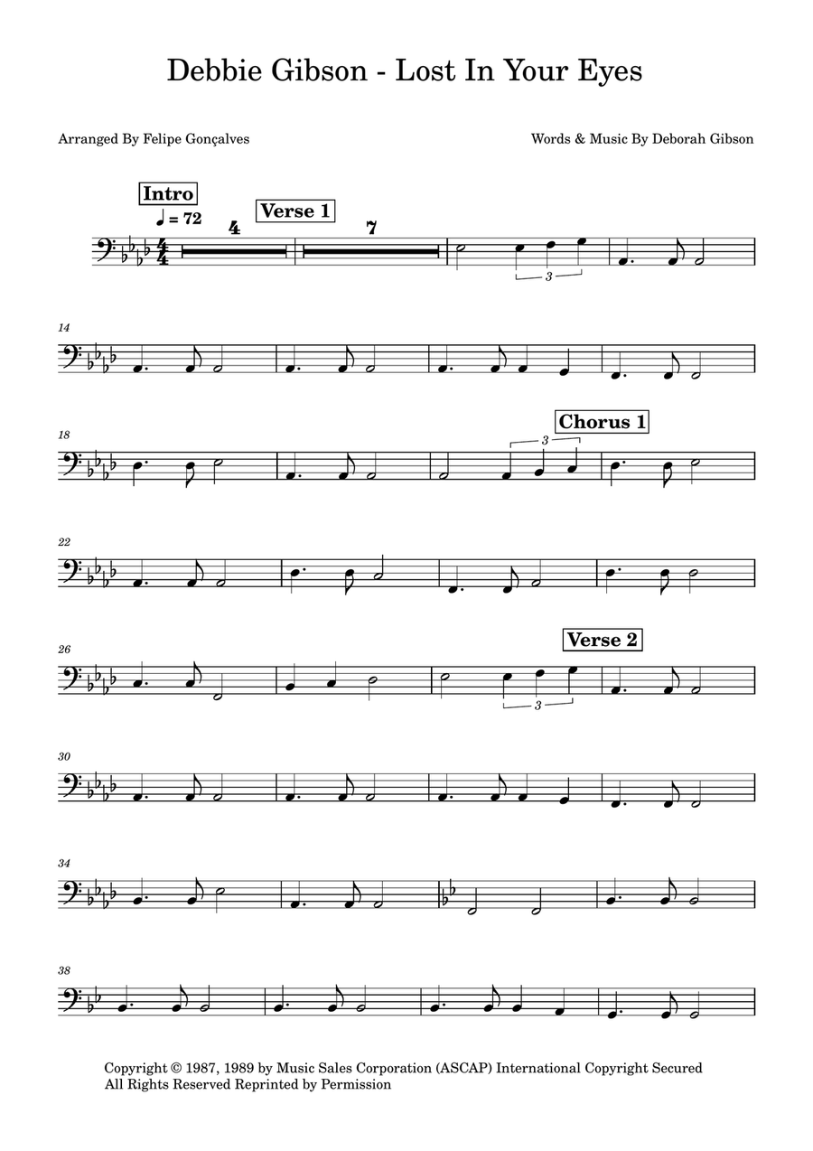 Lost In Your Eyes Bass Guitar scores gallery preview page 1