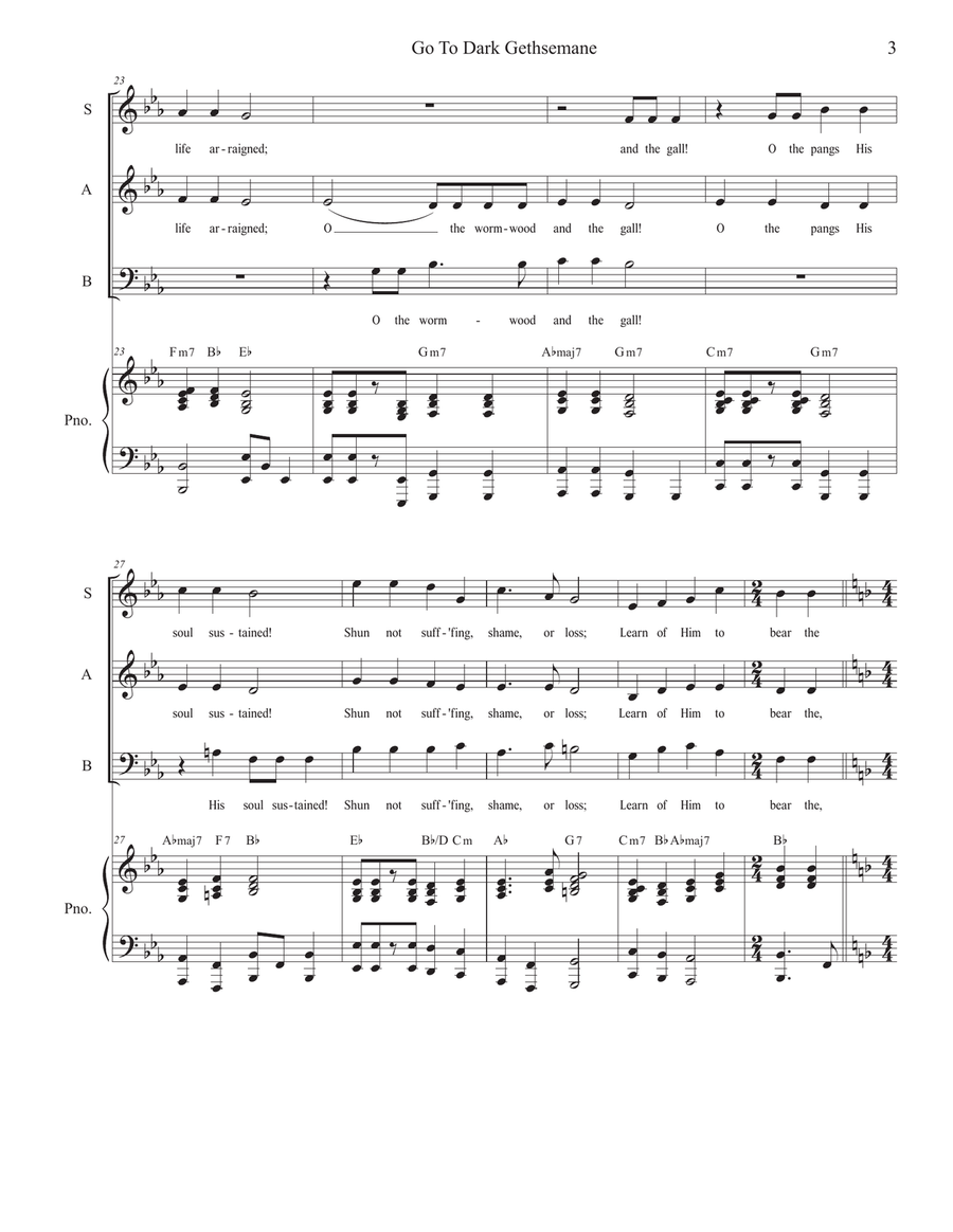 Go To Dark Gethsemane (SAB) 3-Part scores gallery preview page 3