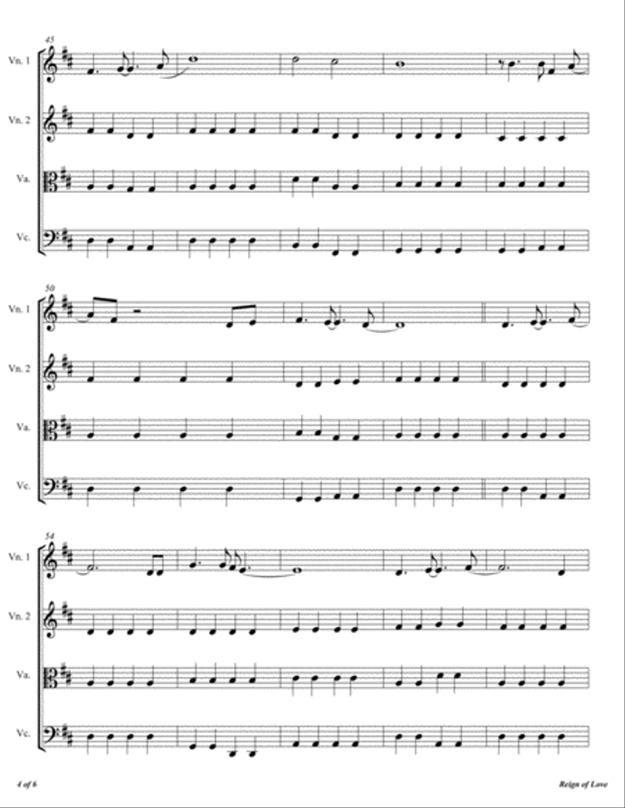 Reign Of Love String Quartet scores gallery preview page 5