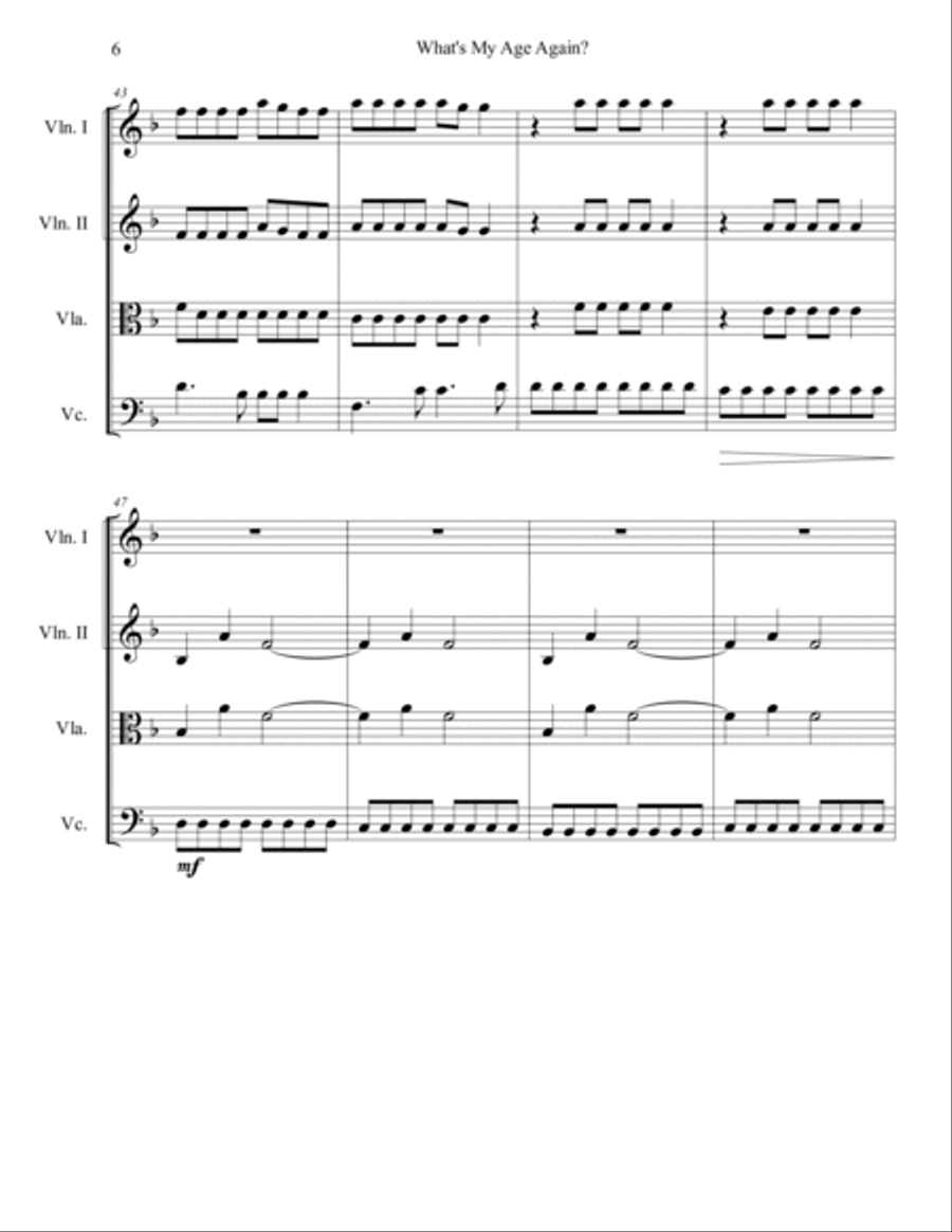 What's My Age Again? String Quartet scores gallery preview page 6