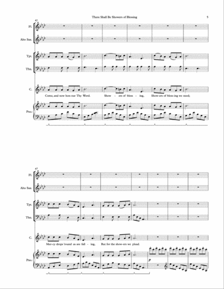 There Shall Be Showers of Blessing Unison Choir scores gallery preview page 5