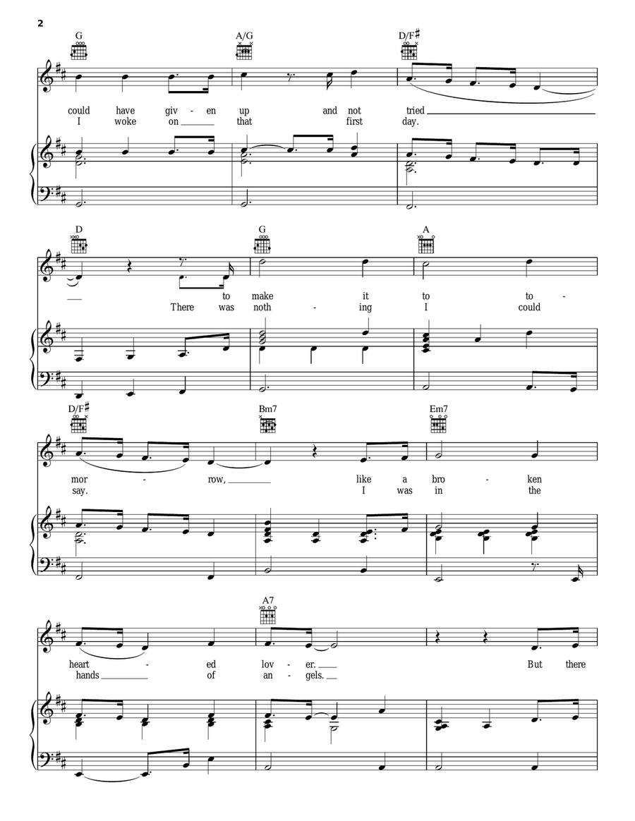 In The Hands Of Angels Piano, Vocal, Guitar scores gallery preview page 2