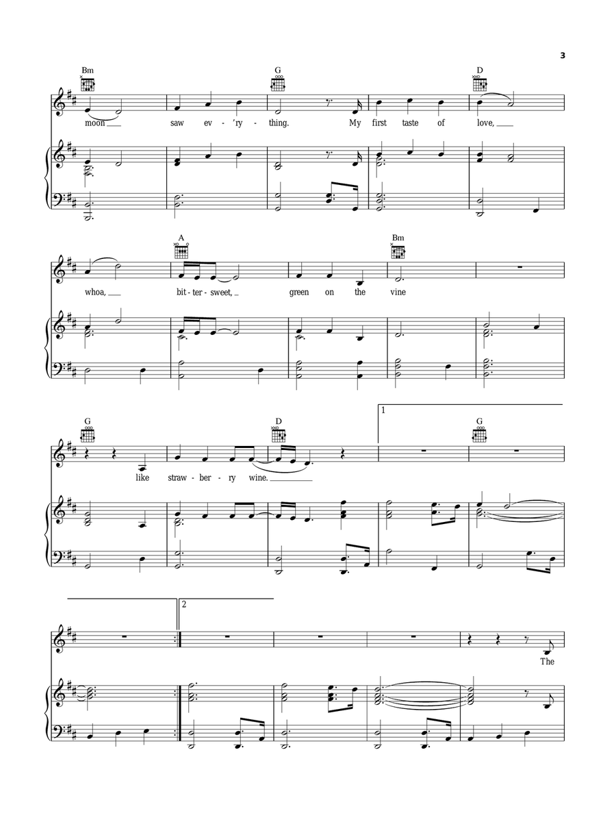 Strawberry Wine Piano, Vocal, Guitar scores gallery preview page 3