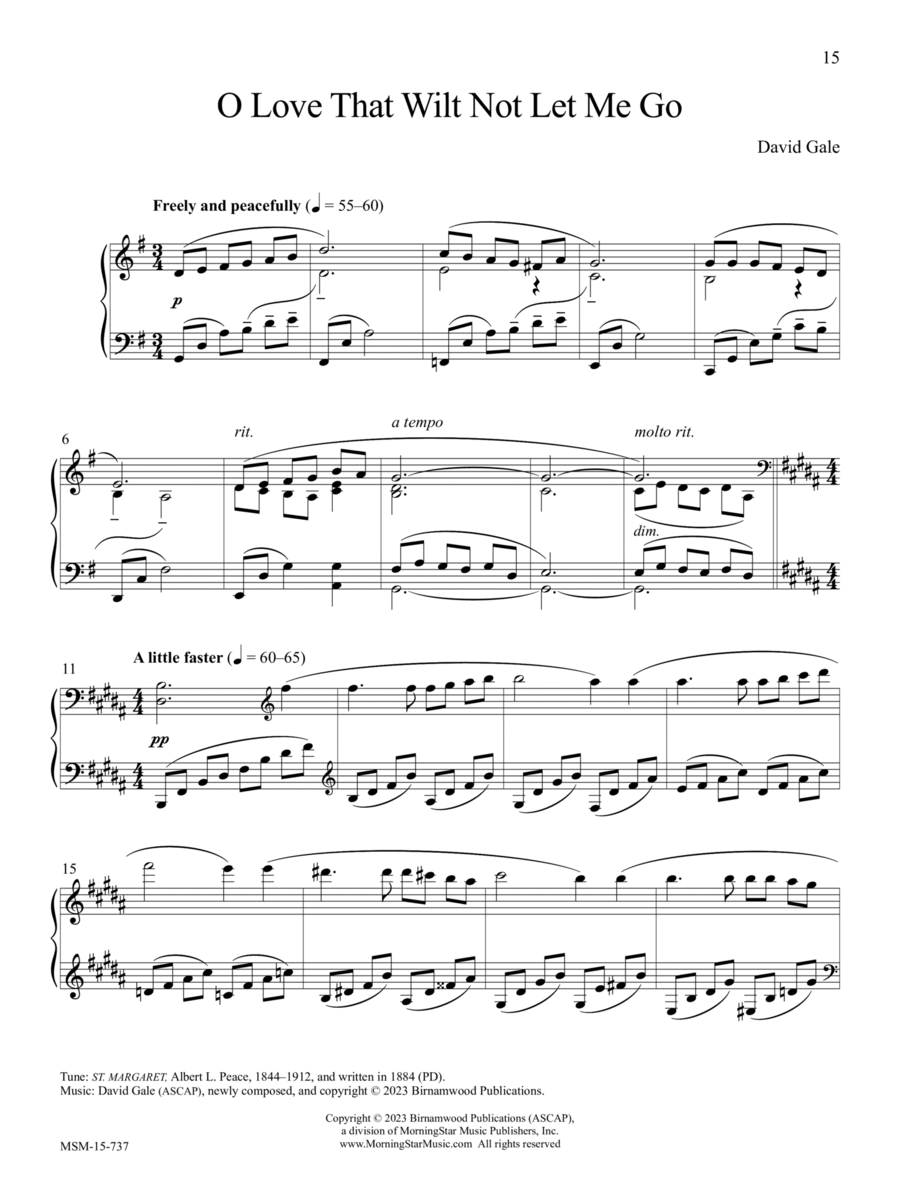 O Love That Wilt Not Let Me Go Piano Solo scores gallery preview page 1