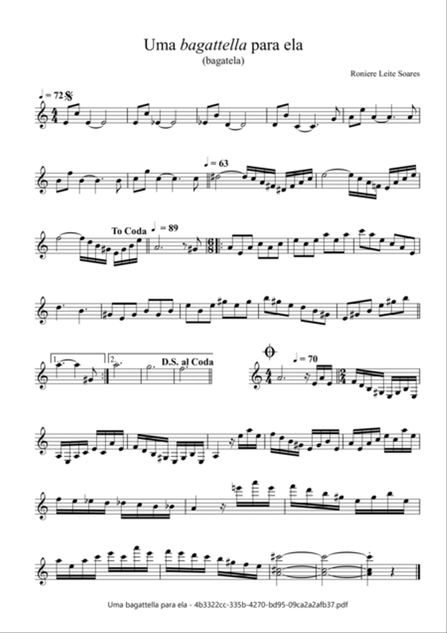 Uma bagattella para ela Piano Solo scores gallery preview page 2