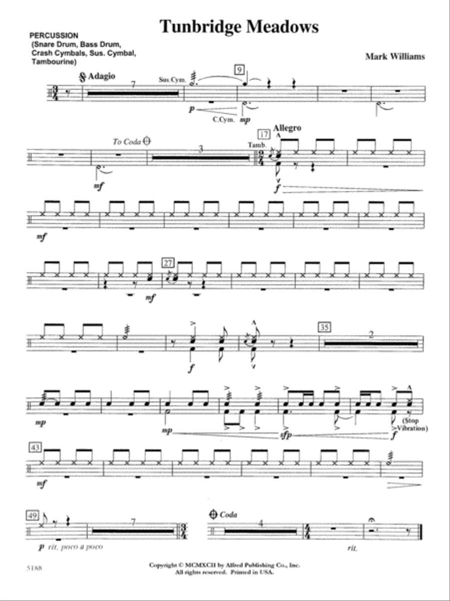 Tunbridge Meadows: 1st Percussion Concert Band scores gallery preview page 1