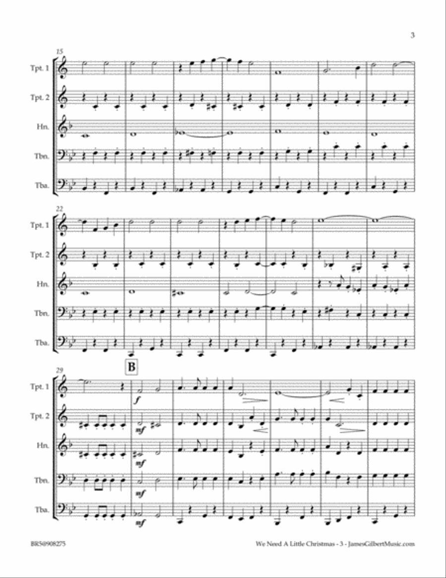 We Need A Little Christmas Brass Ensemble scores gallery preview page 3