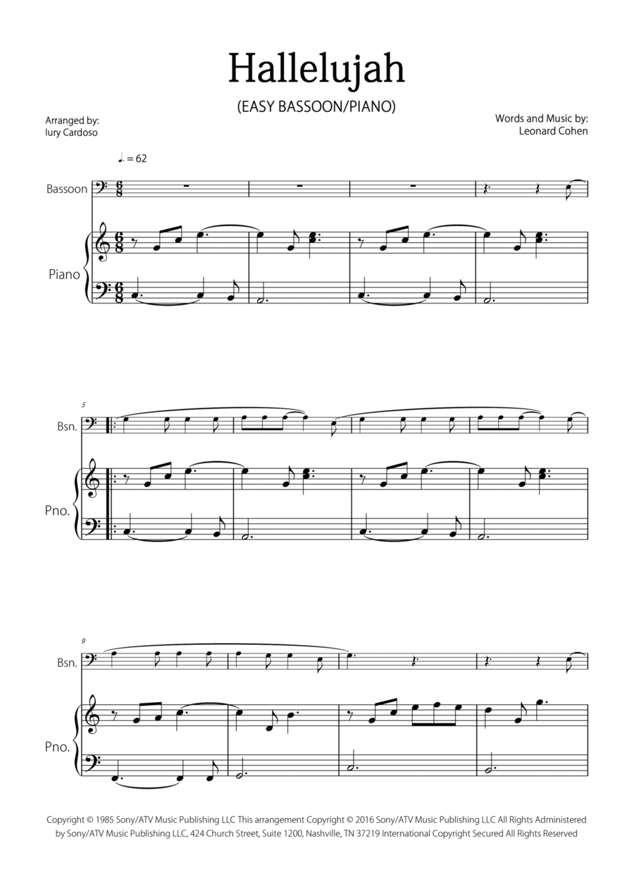 Hallelujah Bassoon scores gallery preview page 1