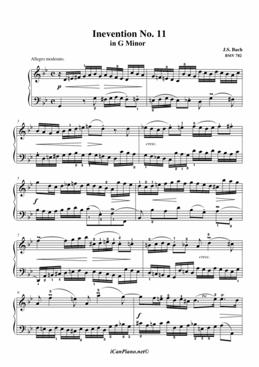 Bach Invention No. 11 in G Minor, BWV 782 image number null