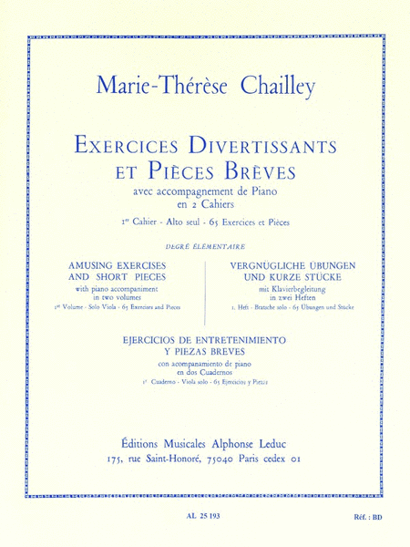 Exercices Divertissants Et Pieces Breves Vol.1 (viola Solo)