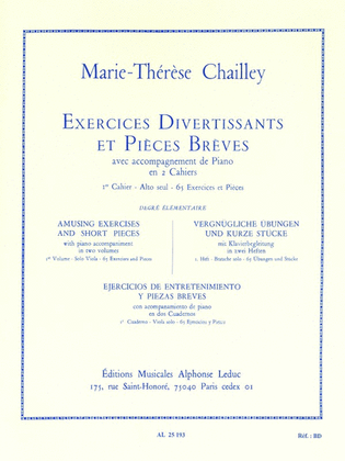 Book cover for Exercices Divertissants Et Pieces Breves Vol.1 (viola Solo)