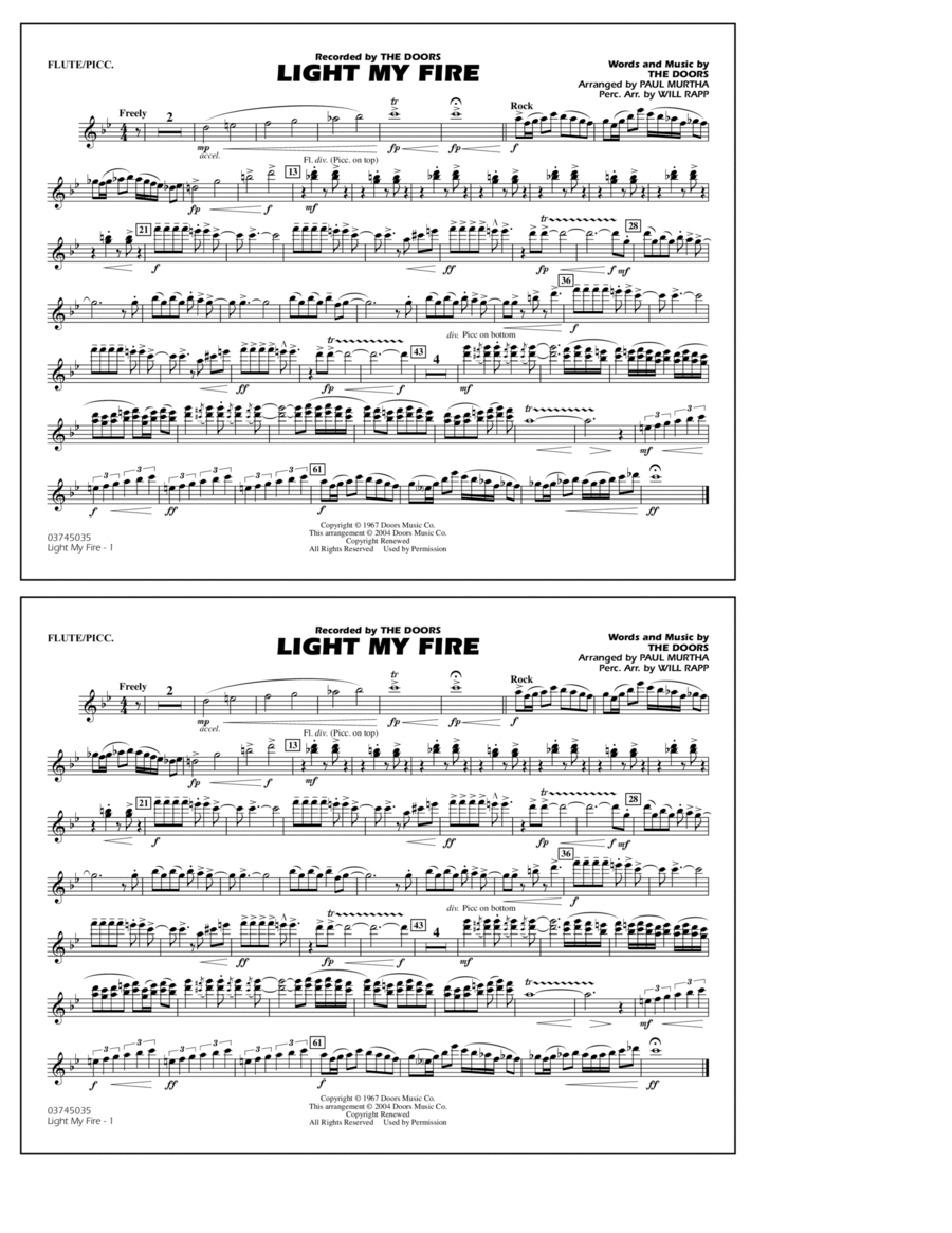 Light My Fire (arr. Paul Murtha) - Flute/Piccolo