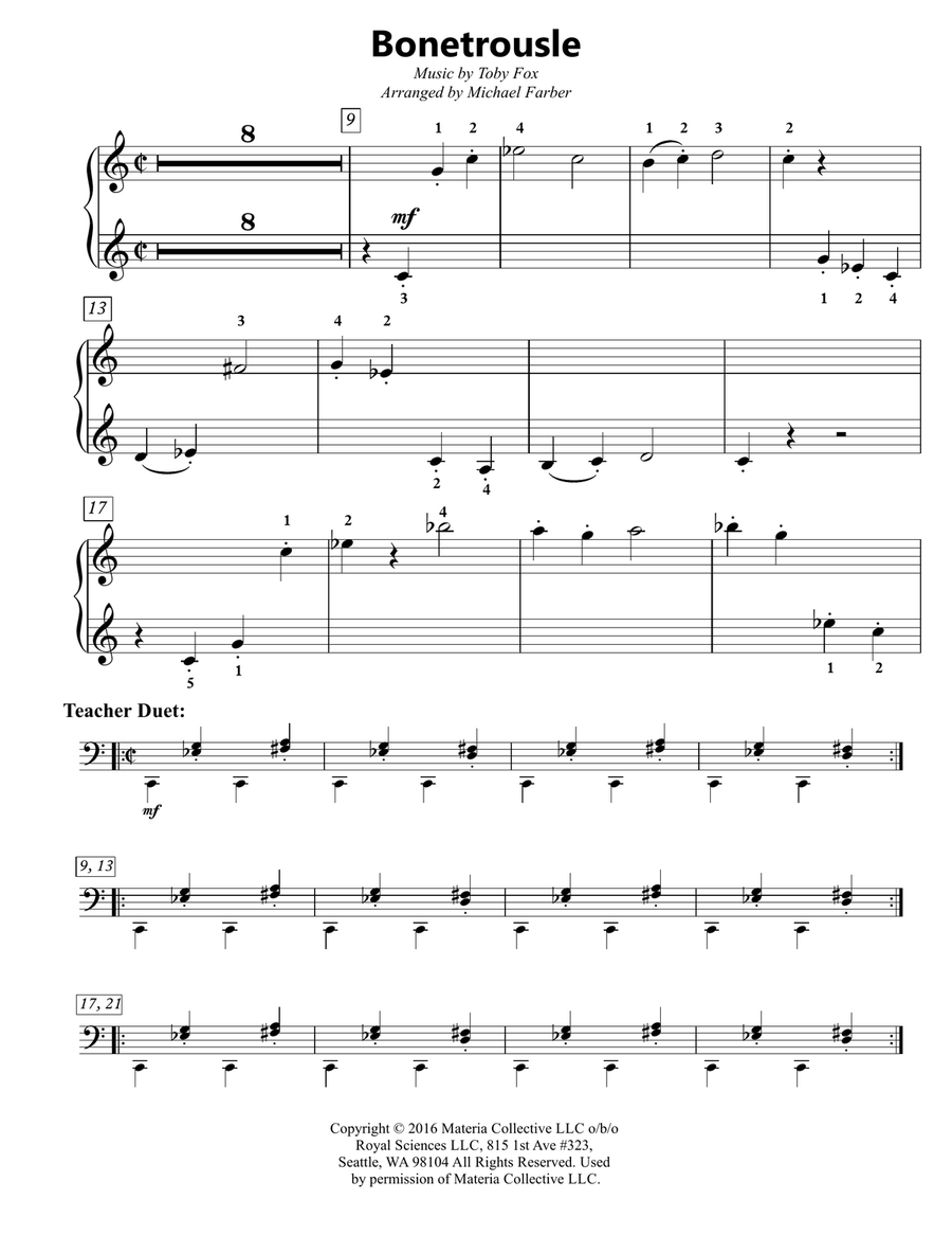 Bonetrousle (from Undertale) Easy Piano scores gallery preview page 1