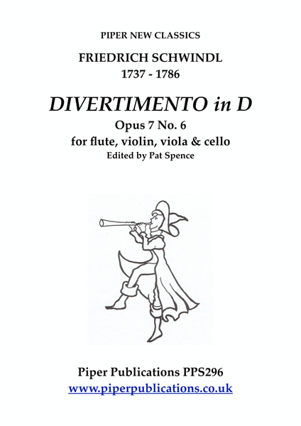 SCHWINDL: DIVERTIMENTO IN D MAJOR OPUS 7 No. 6 for flute, violin, viola & cello