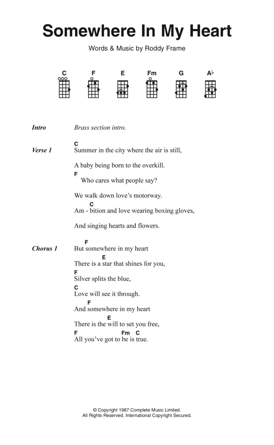 Somewhere In My Heart Ukulele scores gallery preview page 1