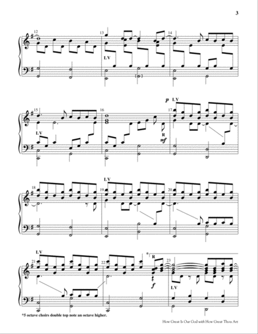 How Great Is Our God with How Great Thou Art 5-Octaves scores gallery preview page 3
