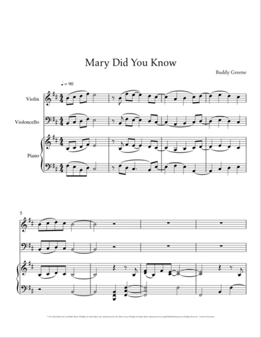 Mary, Did You Know? Piano Trio scores gallery preview page 2