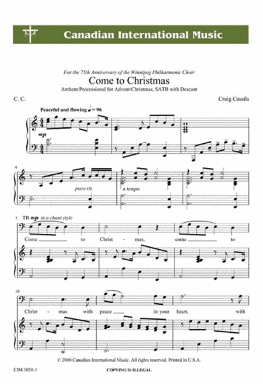 Come to Christmas Come to Christmas 4-Part scores gallery preview page 1