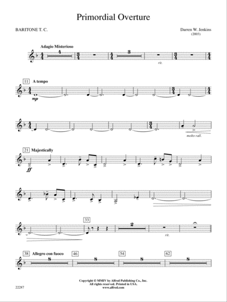Primordial Overture: Baritone T.C. Concert Band scores gallery preview page 1