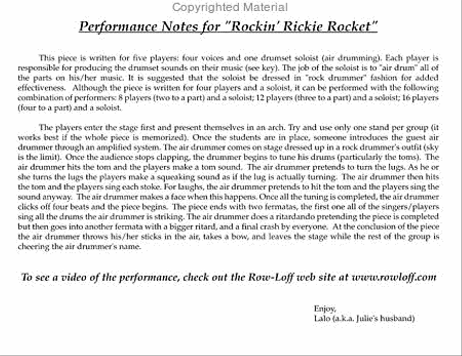 Rockin' Rickie Rocket Percussion Ensemble scores gallery preview page 2