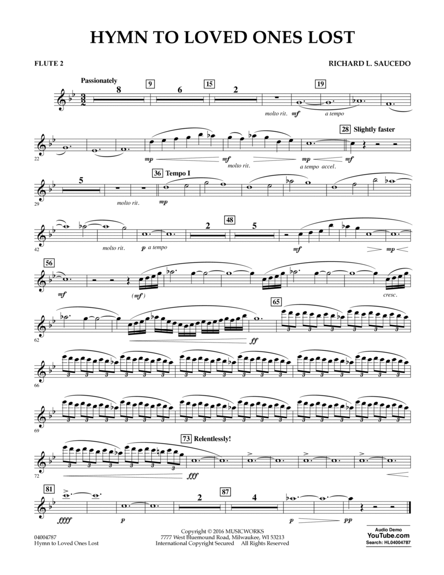 Hymn to Loved Ones Lost - Flute 2 Flute scores gallery preview page 1