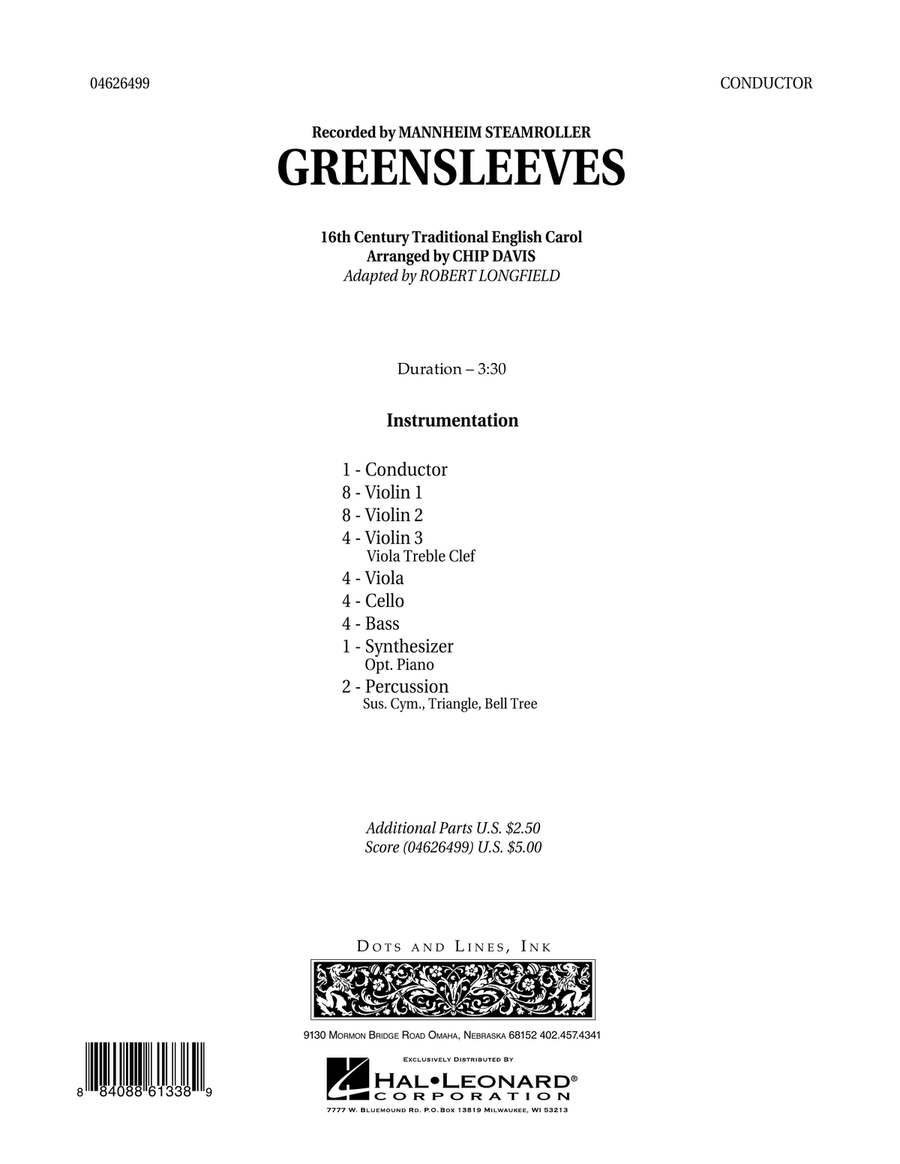 Greensleeves - Full Score Orchestra scores gallery preview page 1