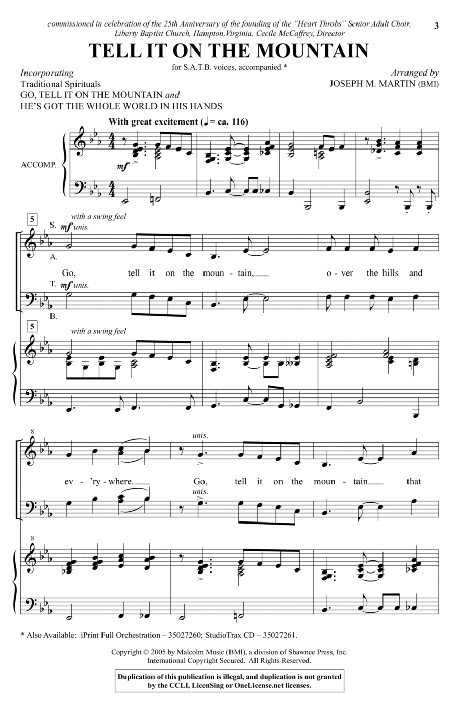 Go, Tell It On The Mountain 4-Part scores gallery preview page 1