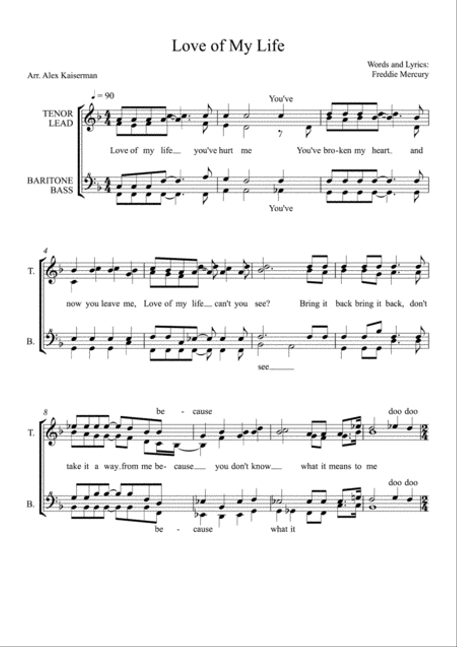 Love Of My Life Small Ensemble scores gallery preview page 1